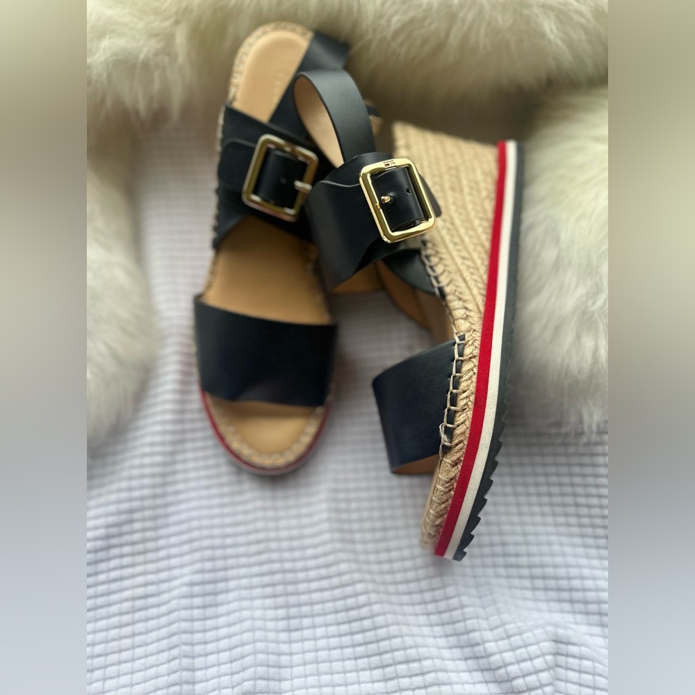 Tommy Hilfiger Stylish Black Wedge Sandals